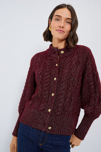 Oxblood Lurex Cashmere Colette Cardigan