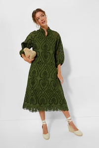 Army Green Eyelet Maryse Caftan