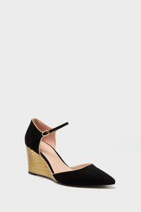 Black and Gold Darcy Wedges